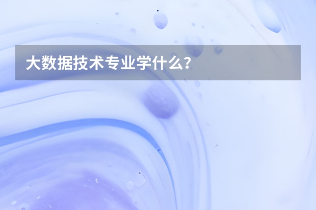 大数据技术专业学什么？