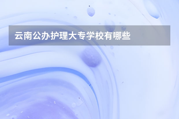 云南公办护理大专学校有哪些