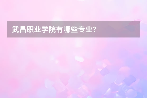 武昌职业学院有哪些专业？