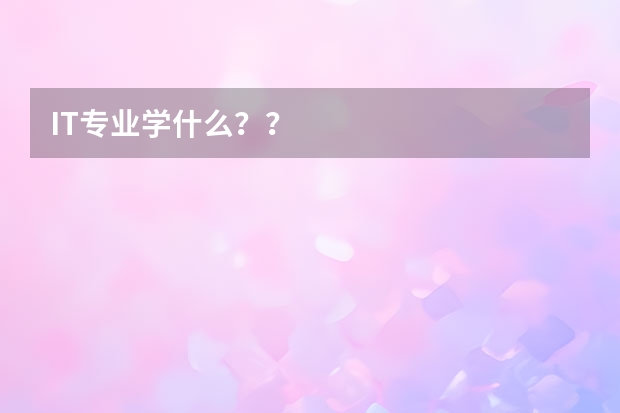 IT专业学什么？？