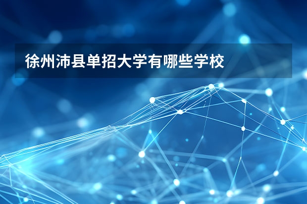 徐州沛县单招大学有哪些学校