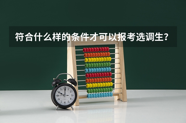 符合什么样的条件才可以报考选调生？