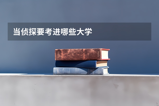 当侦探要考进哪些大学
